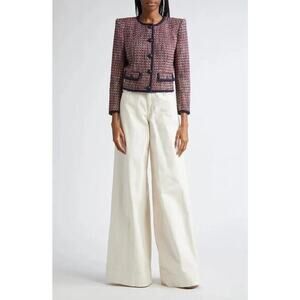 NWT VERONICA BEARD Women's Red Ceres‎ Metallic Cotton Blend Tweed Jacket Size 10